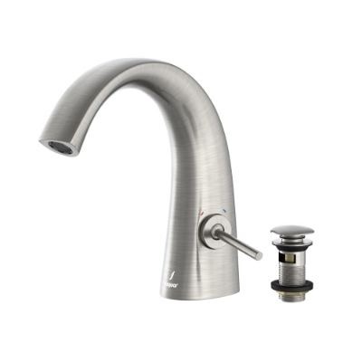 Picture of Joystick Basin Mixer with click clack waste - Stainless Steel